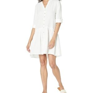 Speed Control White Drop Waist Blouse Dress